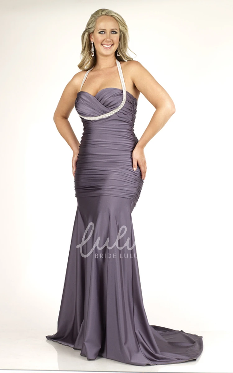 Mermaid Jersey Prom Dress with Beaded Criss-Cross Halter