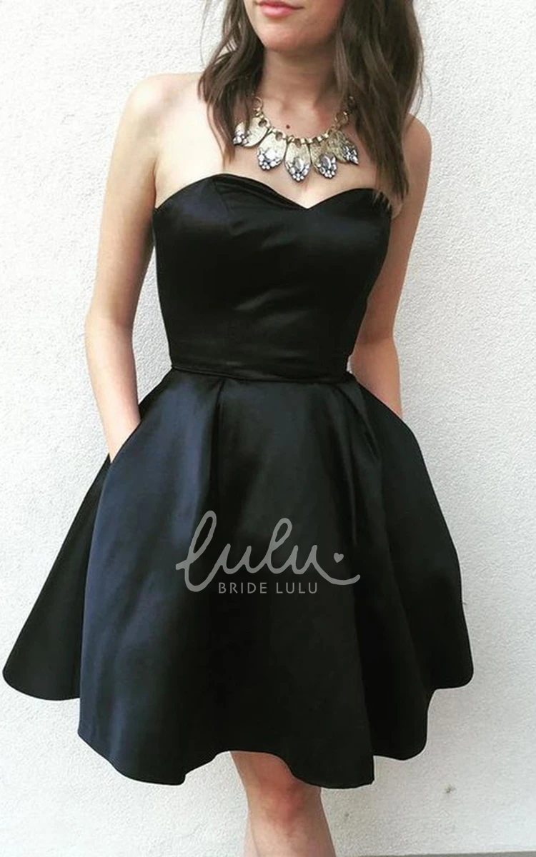 Sleeveless Satin A-Line Homecoming Dress with Pleats and Pockets Modern Style