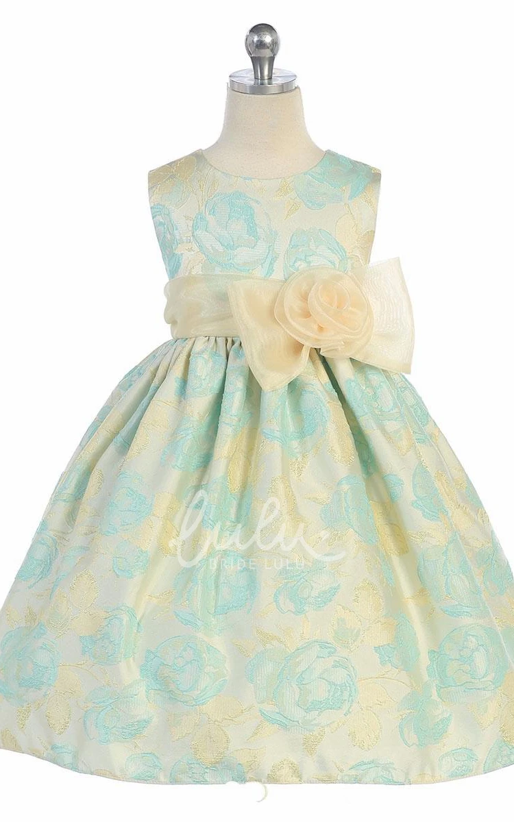 Floral Organza & Satin Tea-Length Flower Girl Dress Classy Boho Dress