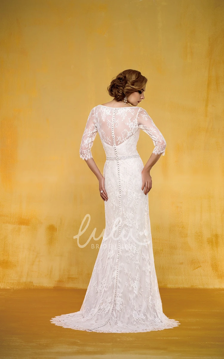 Long Sleeve Wedding Dress with Appliques and Sweep Train Timeless Bridal Gown