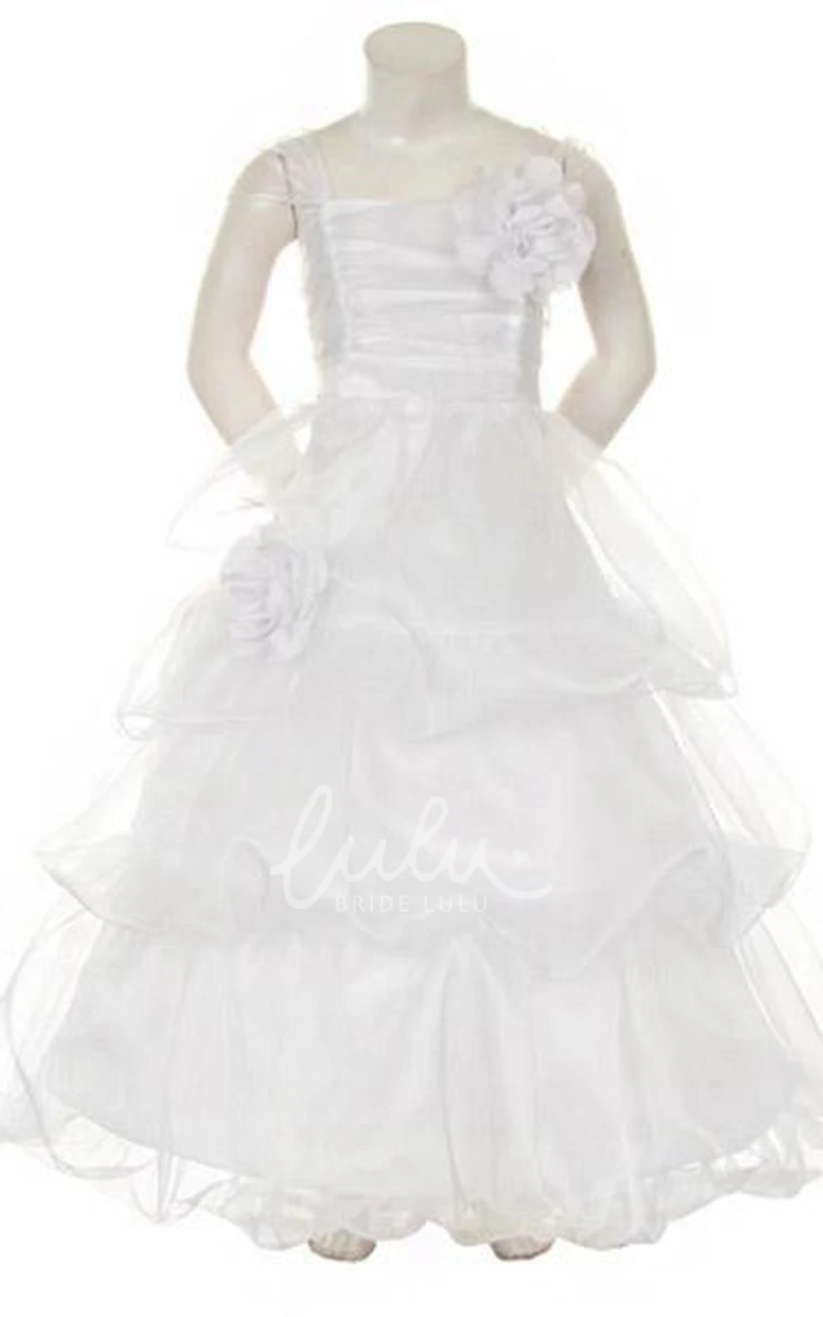Tiered Organza Flower Girl Dress with Ruffles Floral Dress for Girls