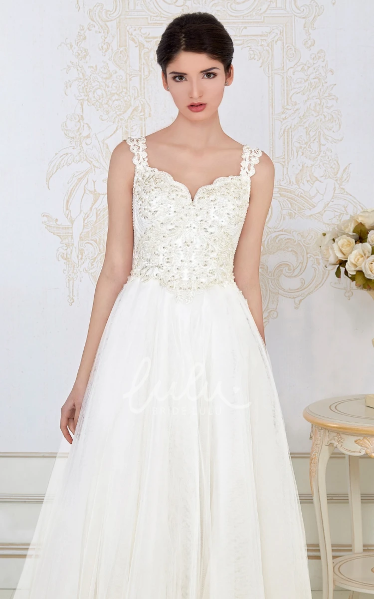 Appliqued Tulle A-Line Wedding Dress with Sleeveless Bodice and Bolero Modern Bridal Gown