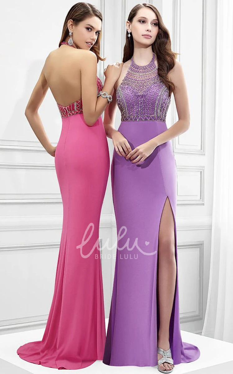 High Neck Beaded Jersey Maxi Prom Dress Classy 2025 Dress for Women