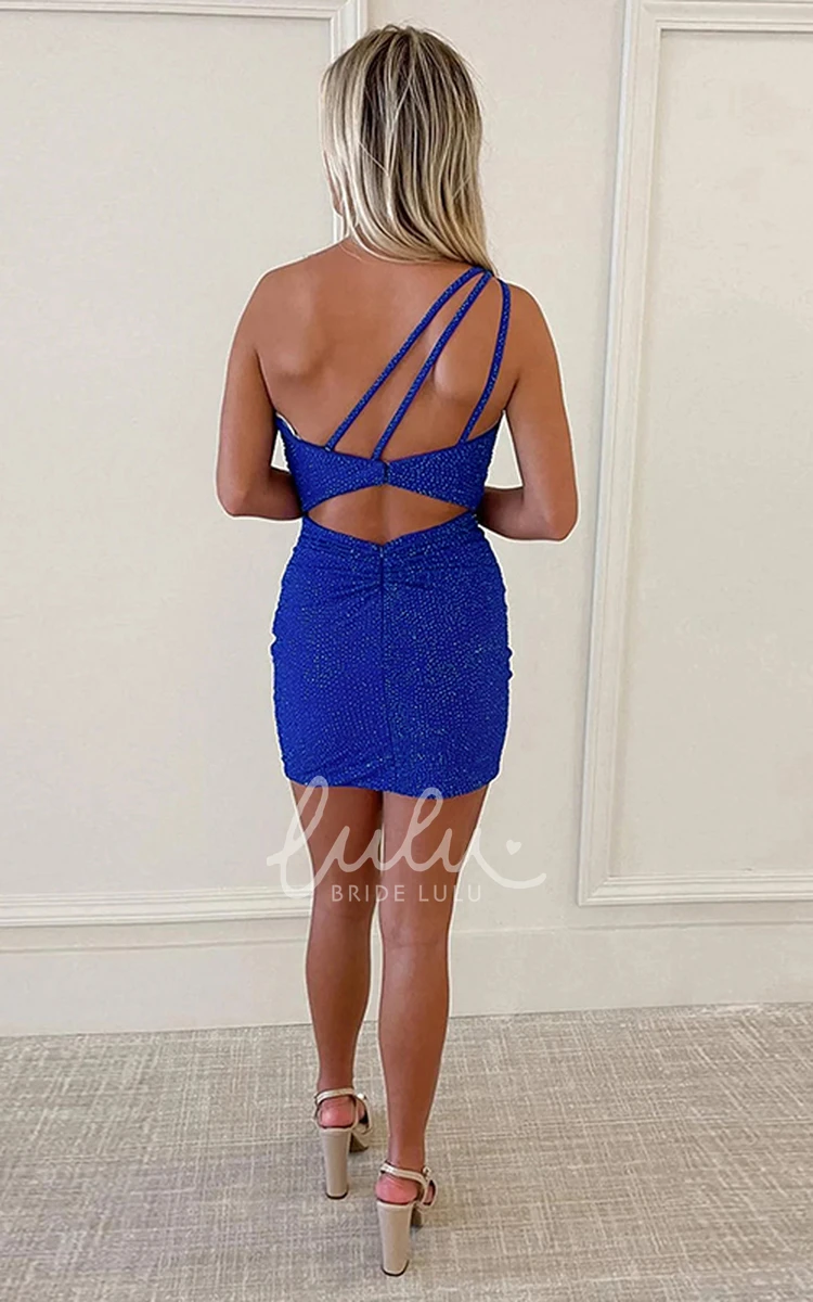 Sequins One-shoulder Sleeveless Beach Prom Dress Sheath Sexy Casual