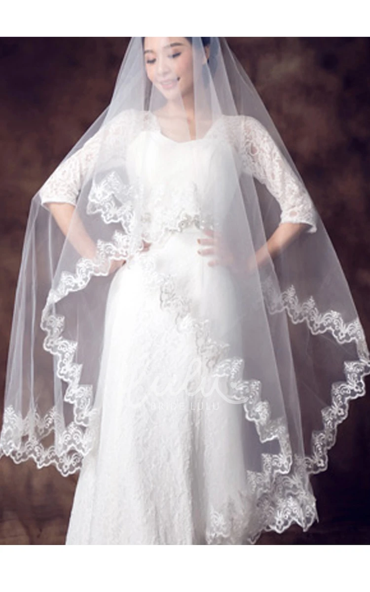 Simple Lace Applique Bridal Veil Beautiful Wedding Dress Accessory