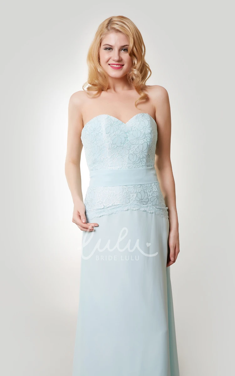 Lace Bodice Sweetheart Chiffon Bridesmaid Dress