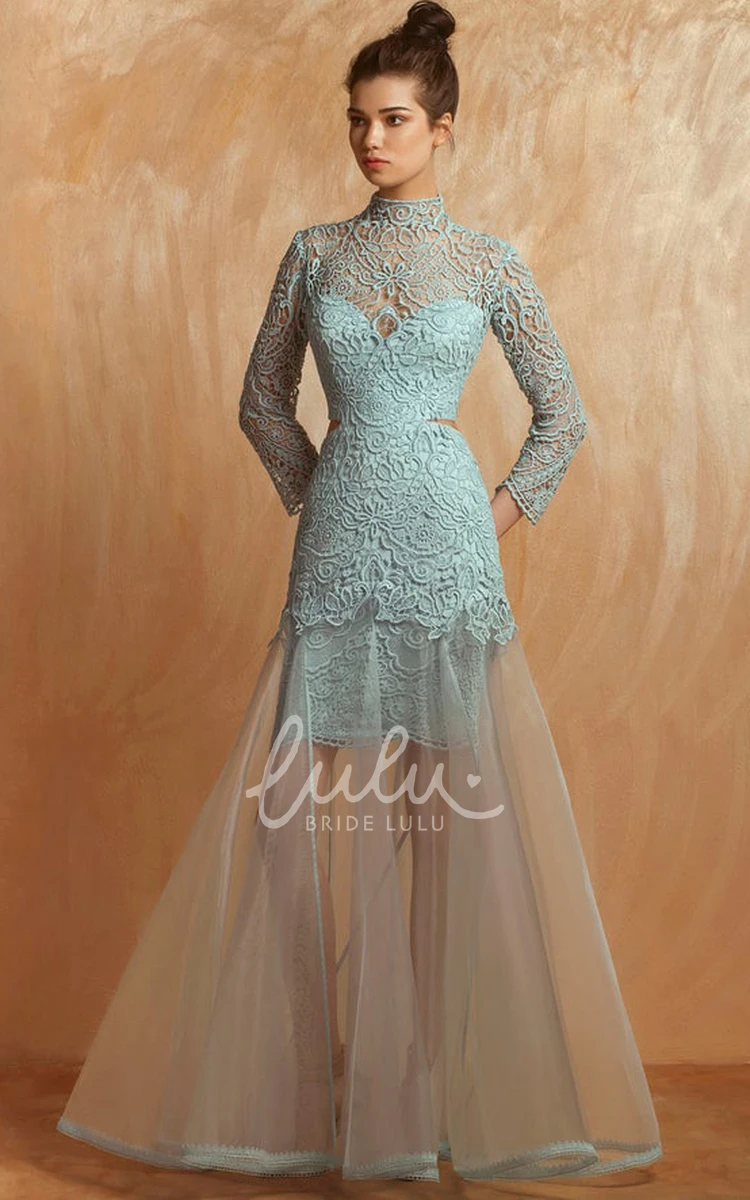 Romantic Tulle Trumpet Long Sleeve Formal Dress With Appliques Elegant Evening Gown