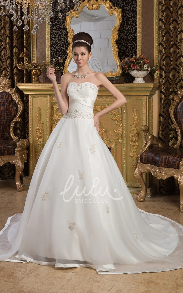 Embroidered Organza Sweetheart A-Line Wedding Gown Unique Wedding Dress 2024