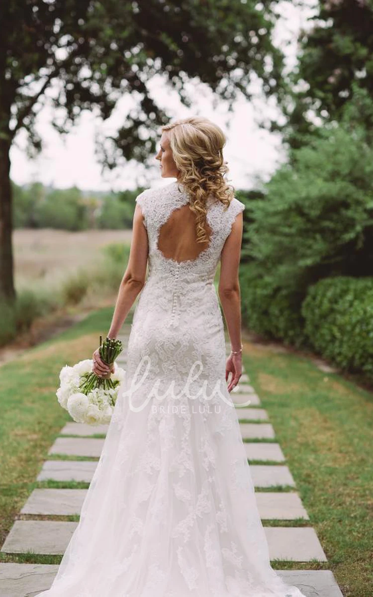 Lace Applique V-Neck Backless A-Line Wedding Dress