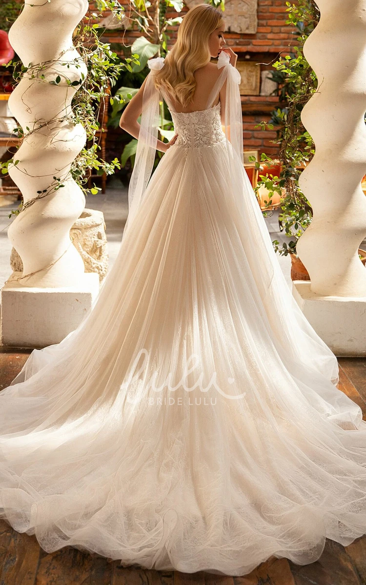 Lace Ball Gown Wedding Dress with Appliques Modern & Backless