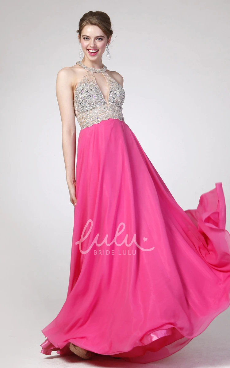 Chiffon Keyhole Bridesmaid Dress with Beading A-Line or Flowy