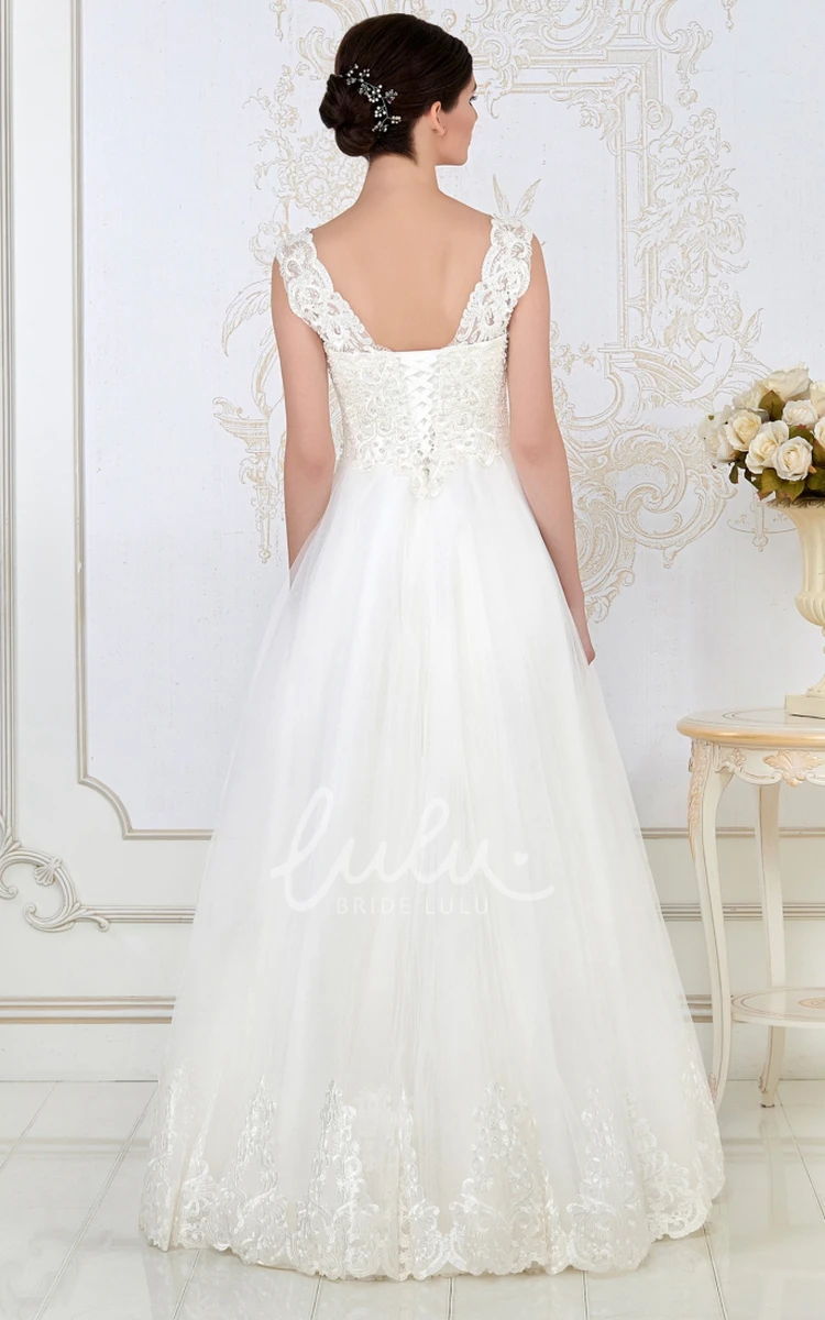 Appliqued Tulle A-Line Wedding Dress with Sleeveless Bodice and Bolero Modern Bridal Gown