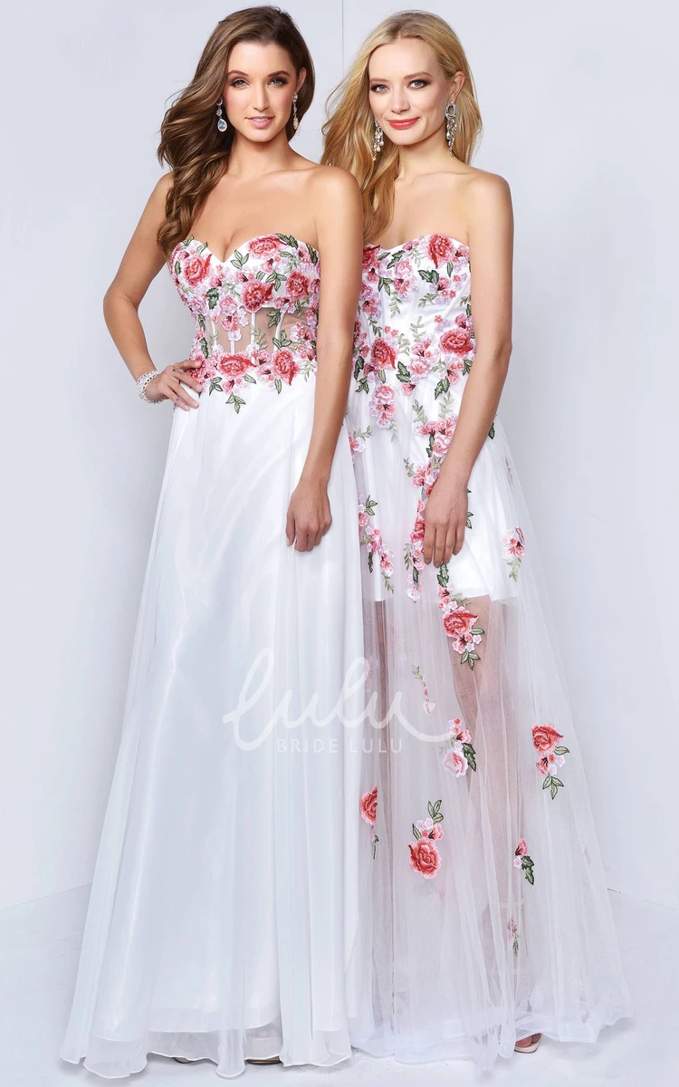 Sweetheart Backless Sheath Formal Dress with Appliques and Flower