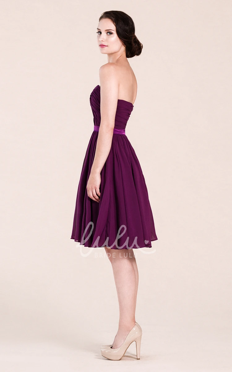 A-Line Bridesmaid Dress with Notched Neckline and Short Length