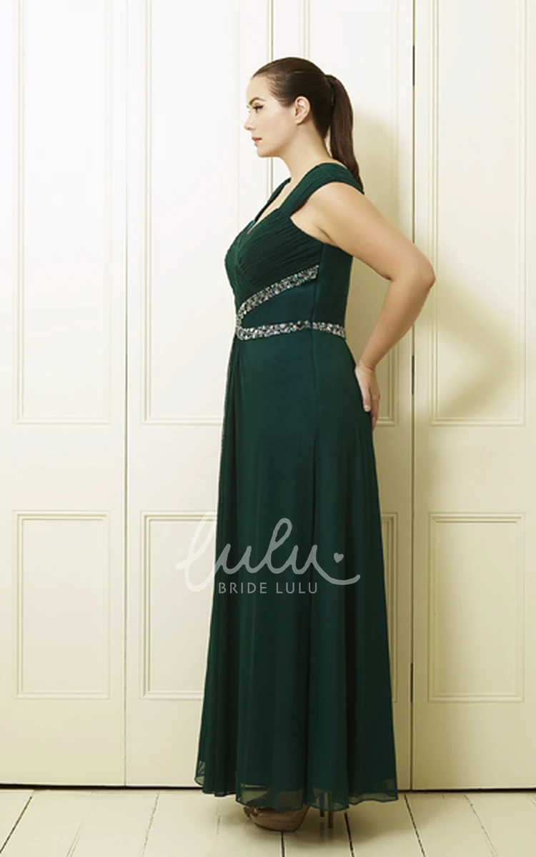 Queen-Anne Sleeveless Chiffon Prom Dress with Ruching and Knee-Length