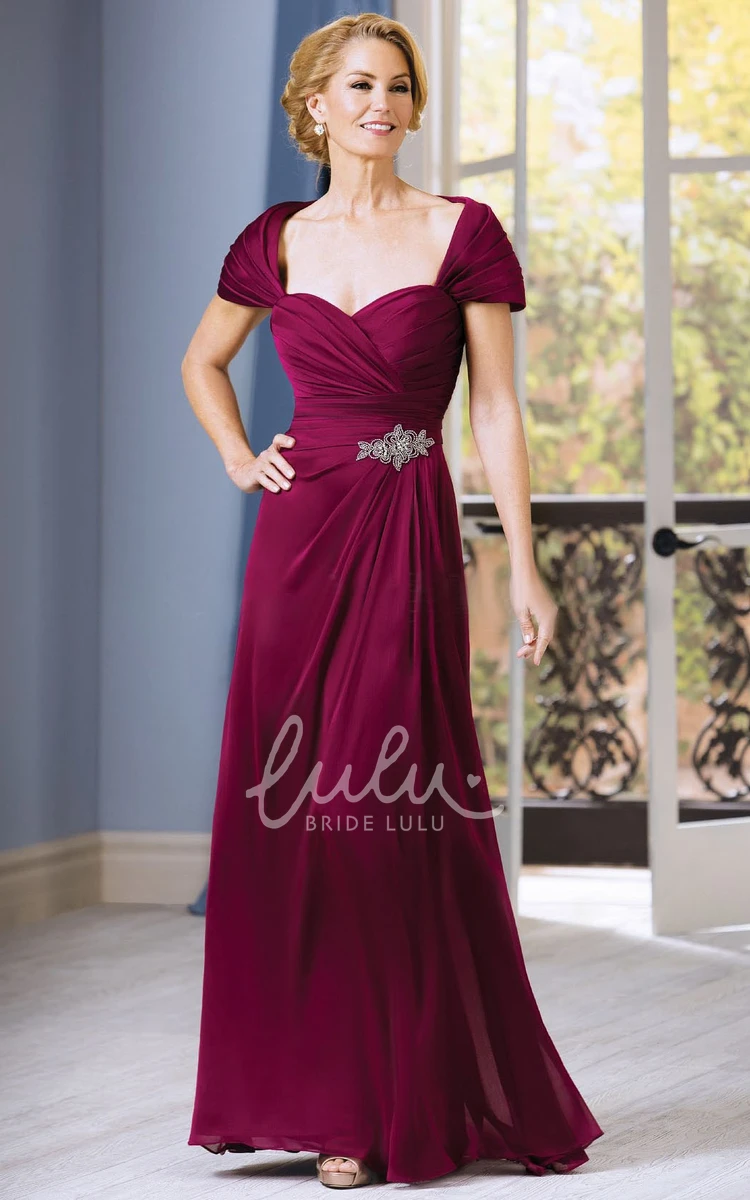 Ruched Short-Sleeved A-Line Bridesmaid Dress with Beadings