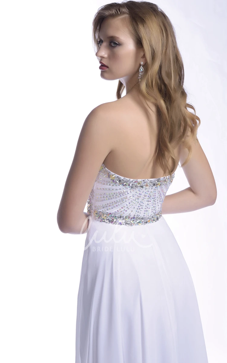 Sleeveless A-Line Chiffon Prom Dress with Rhinestones and Jeweled Belt