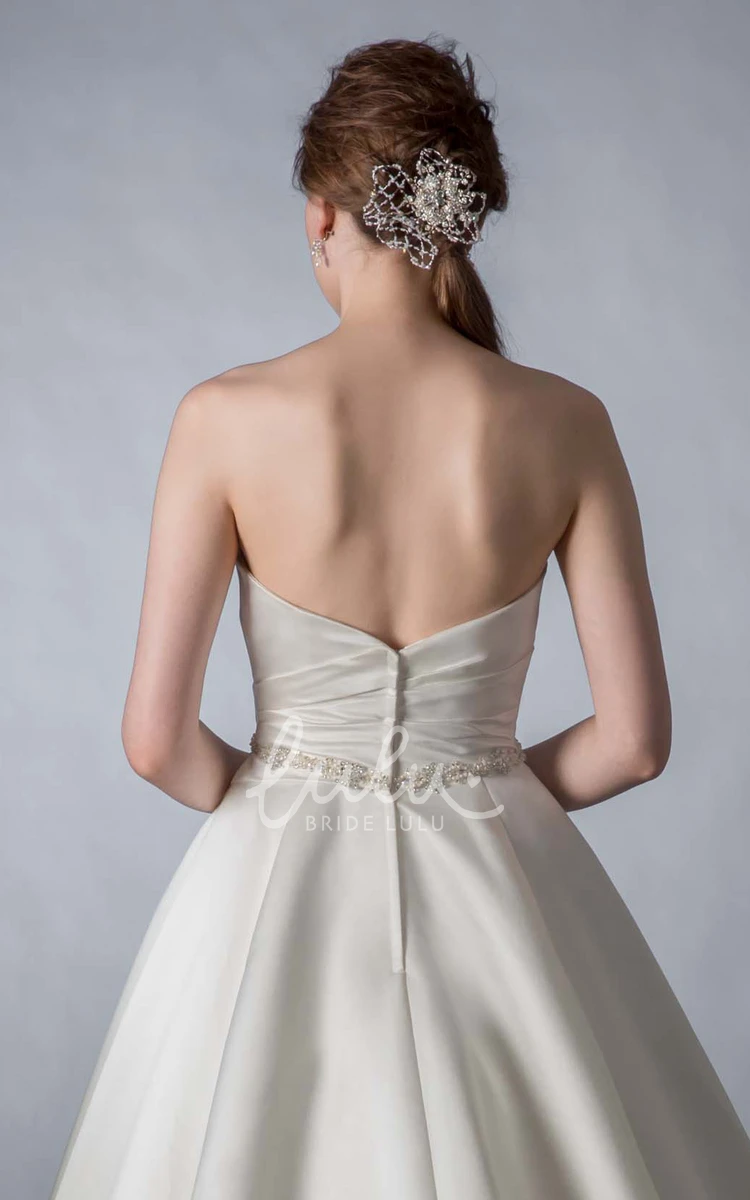 A-Line Sweetheart Satin Wedding Dress with Criss-Cross & Sleeveless