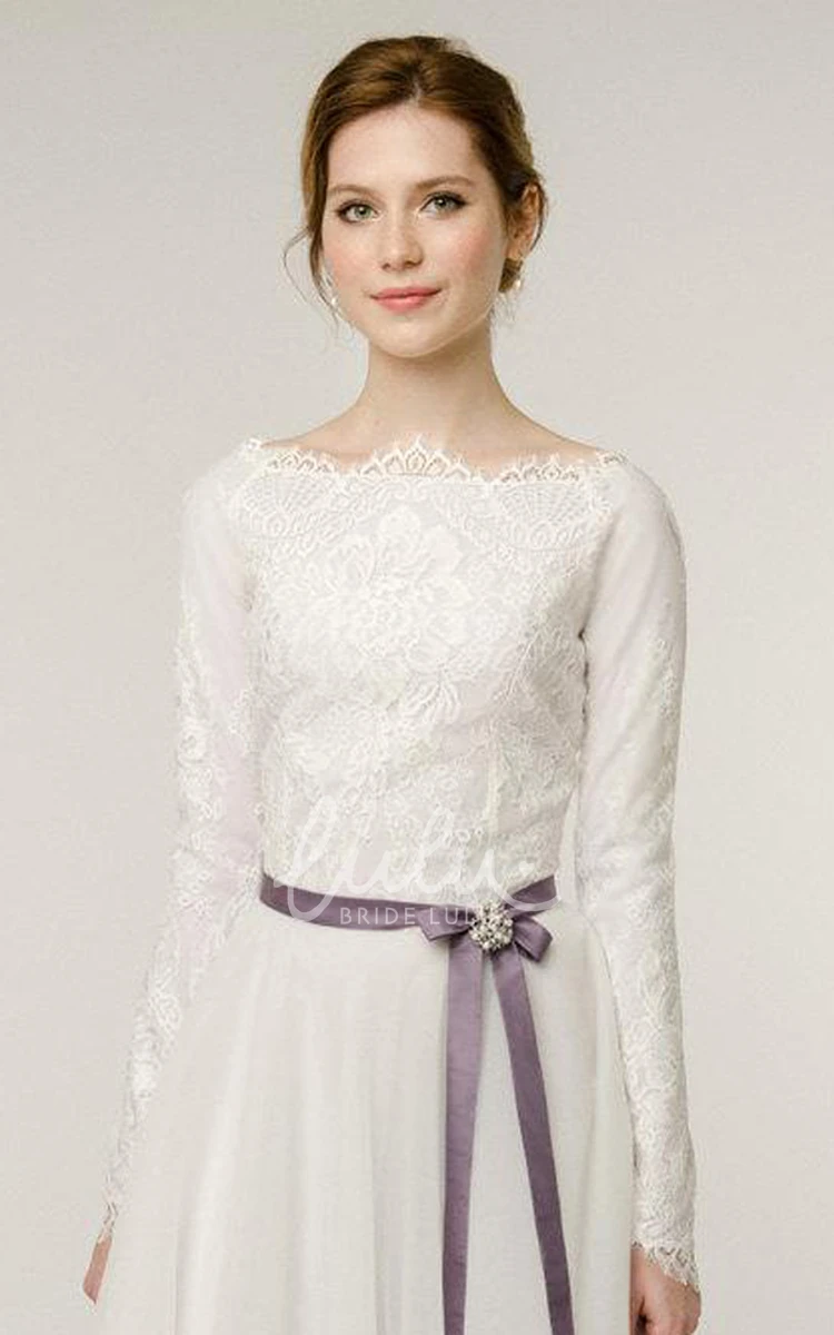 Long Sleeve Tulle Lace Wedding Dress for Women