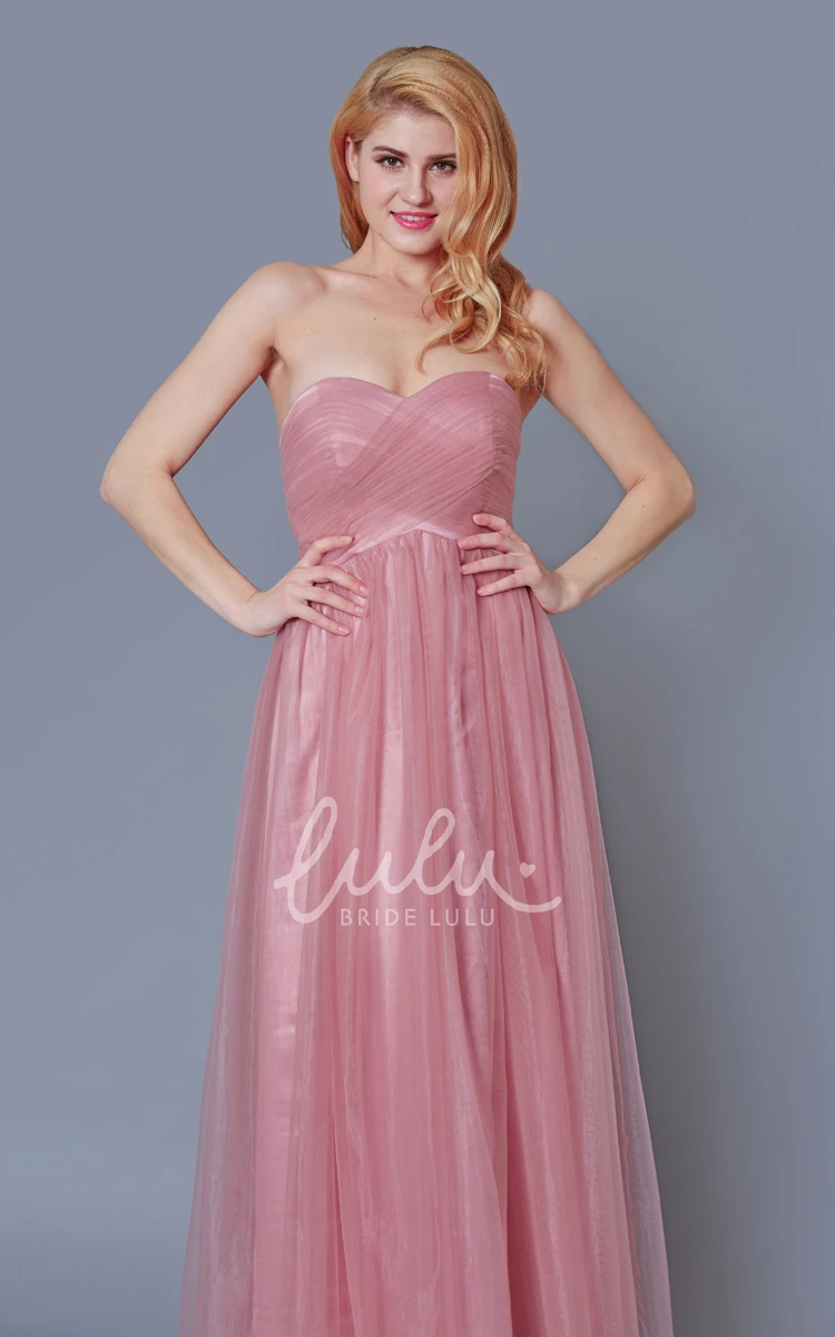 Sleeveless A-Line Tulle Bridesmaid Dress with Ruching