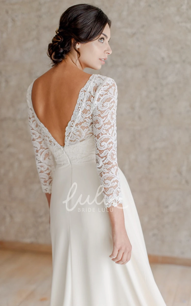 Chiffon A Line Queen Anne Wedding Dress Casual & Ankle-length