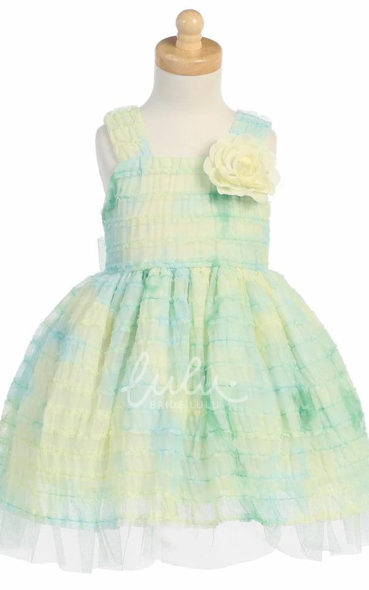 Tiered Tulle Floral Girl Dress with Ruffles Flower Girl Dress