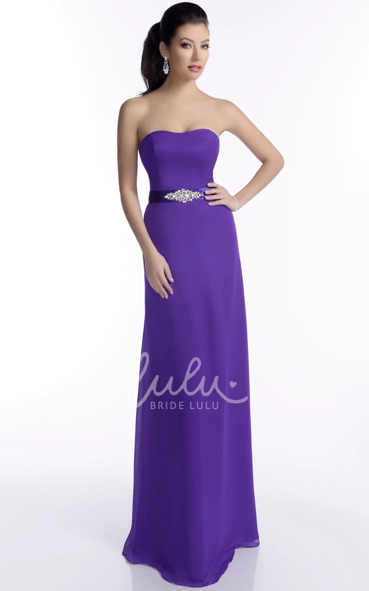 Strapless A-Line Chiffon Bridesmaid Dress with Crystal Waist Modern A-Line Chiffon Bridesmaid Dress