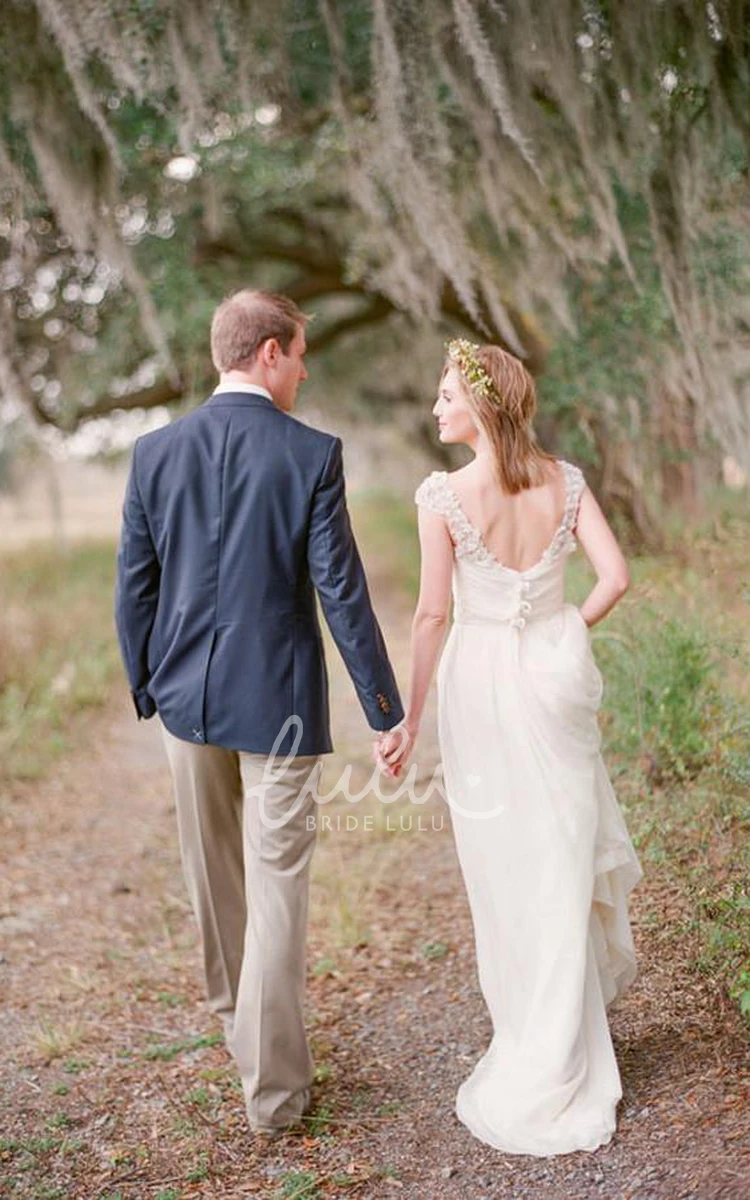 Sweetheart Chiffon A-Line Wedding Dress Flowy Beach Bridal Gown