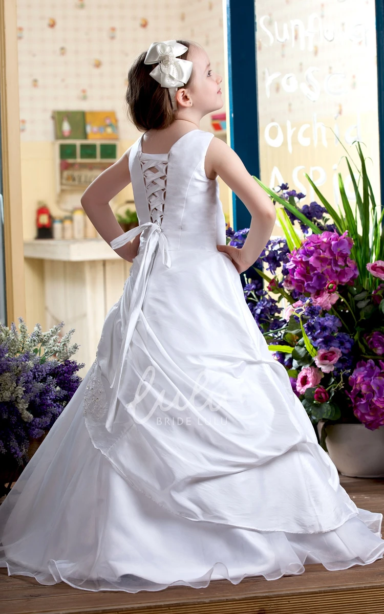 Pick-Up Flower Girl Dress with Corset Back Bridesmaid Dress