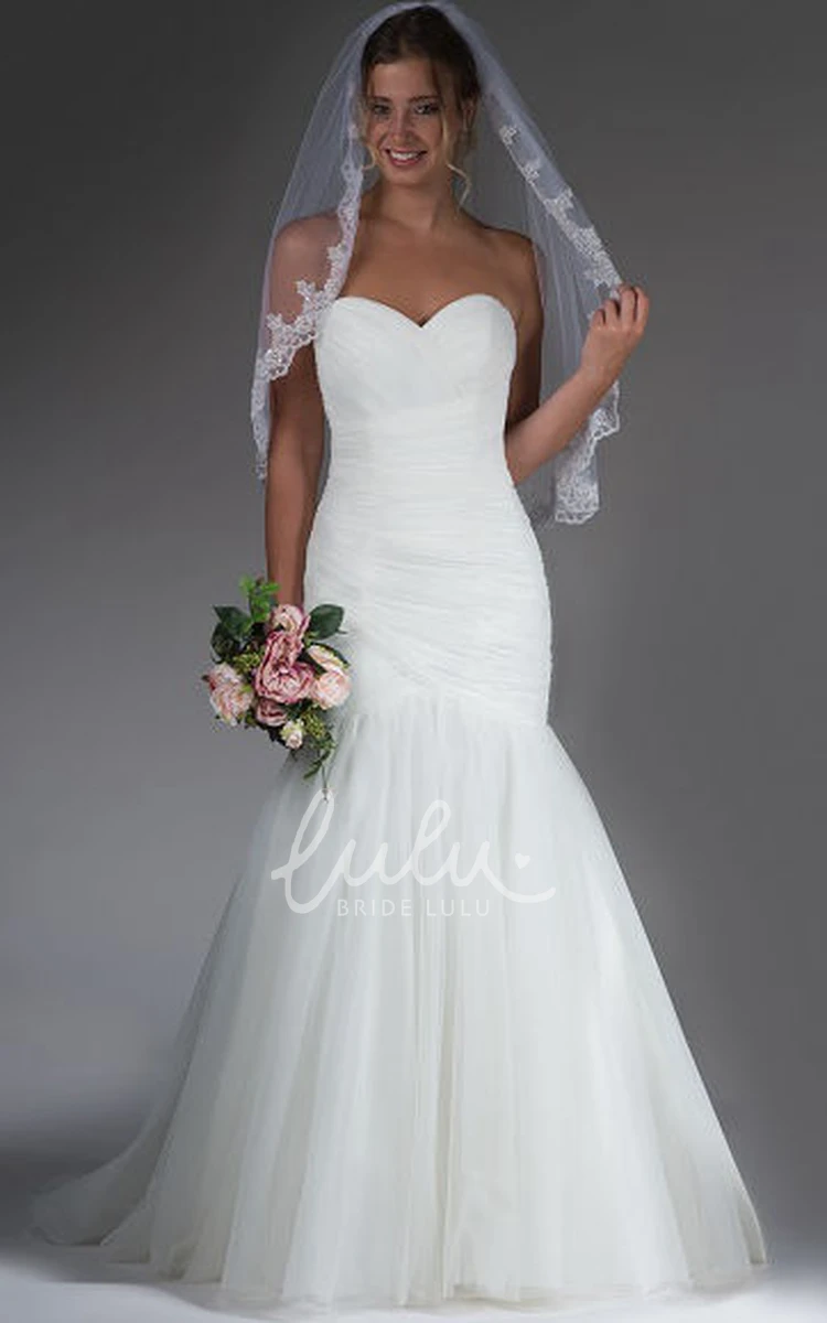 Mermaid Sweetheart Tulle Wedding Dress with Removable Crystal Sash