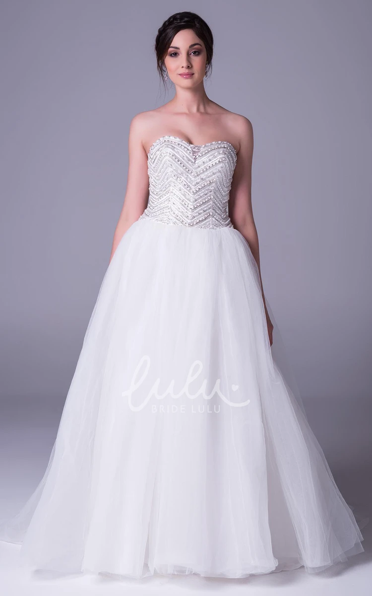 Beaded Sweetheart A-Line Tulle Wedding Dress