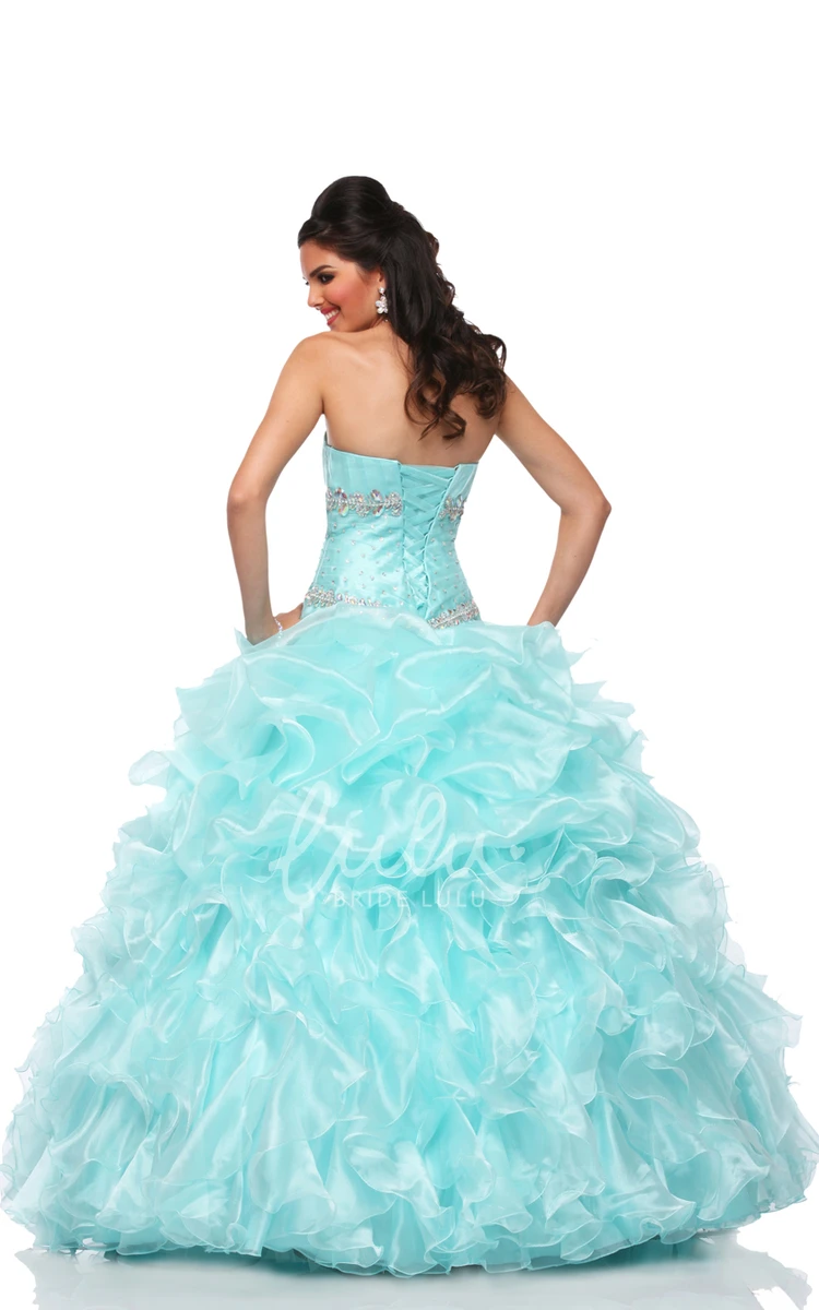 Organza Cascading Ruffles Ball Gown with Sweetheart Neckline and Lace-Up Back