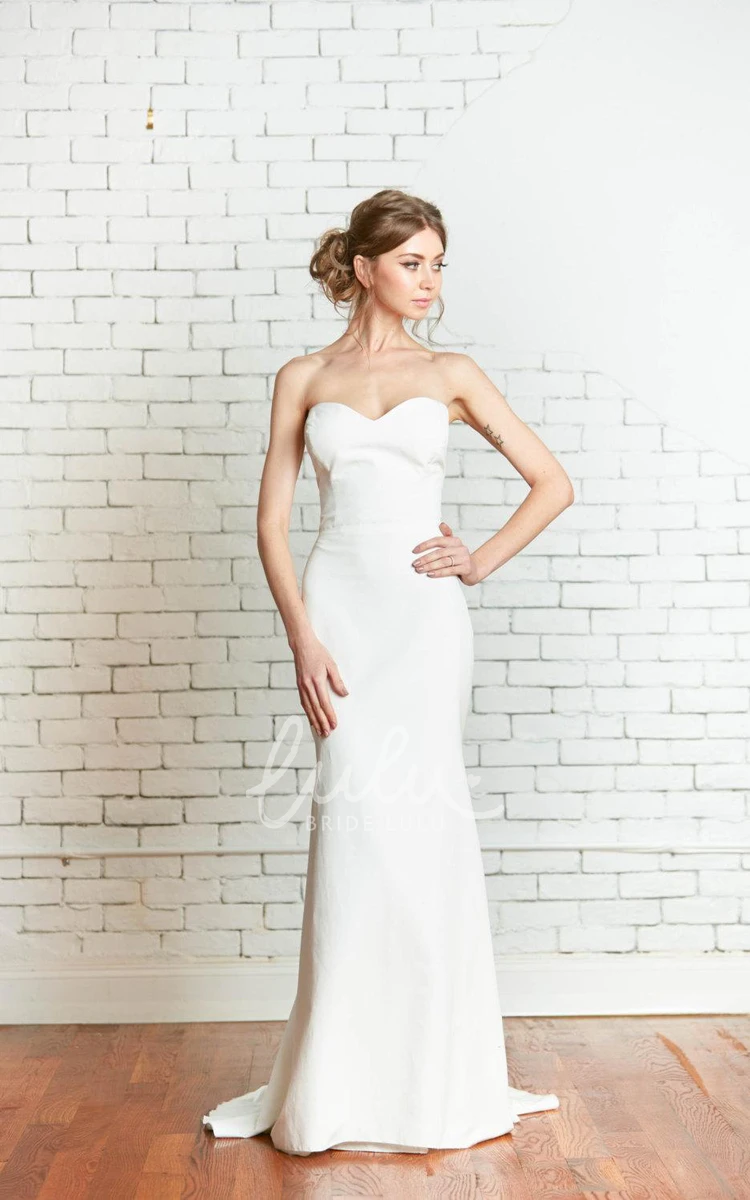 Simple Fit and Flare Wedding Dress with Sweetheart Neckline