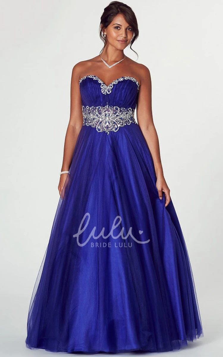 Ruched Sweetheart Sleeveless A-Line Tulle Prom Dress