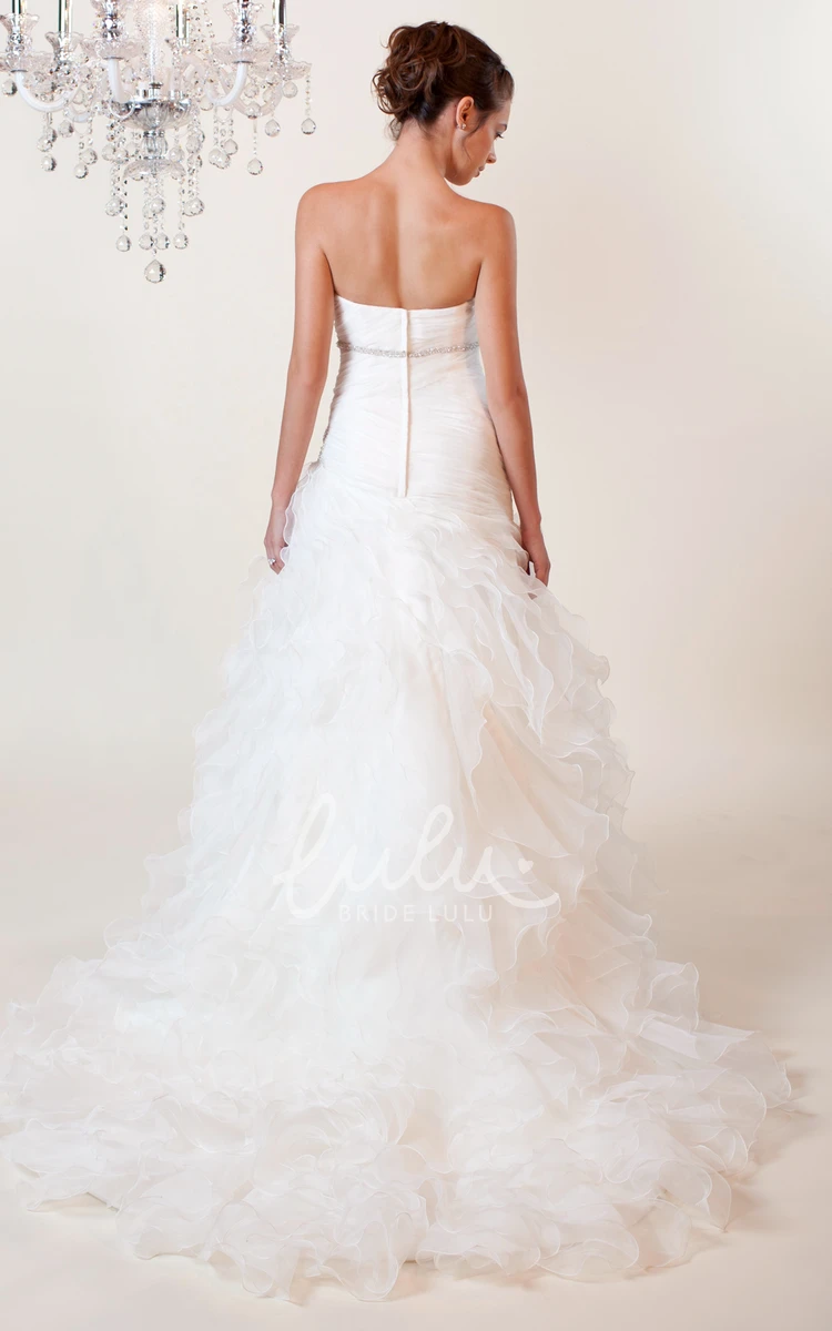 Organza Wedding Dress with Ruffles and Broach A-Line Silhouette