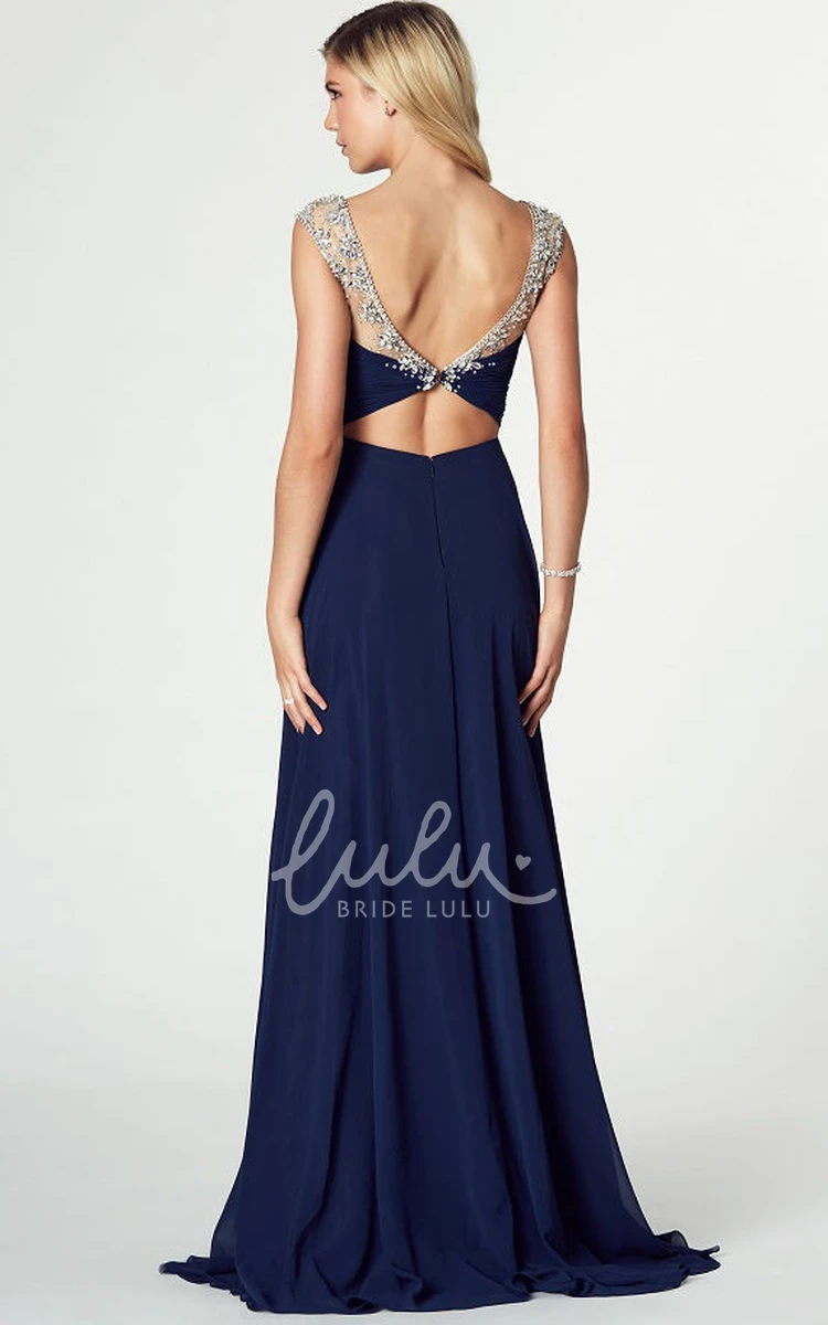 Criss-Cross Sleeveless Sheath Chiffon Prom Dress Modern Formal Gown