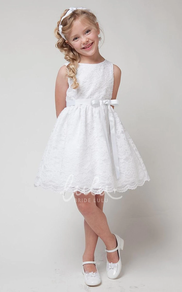 Tiered Lace Flower Girl Dress Knee-Length