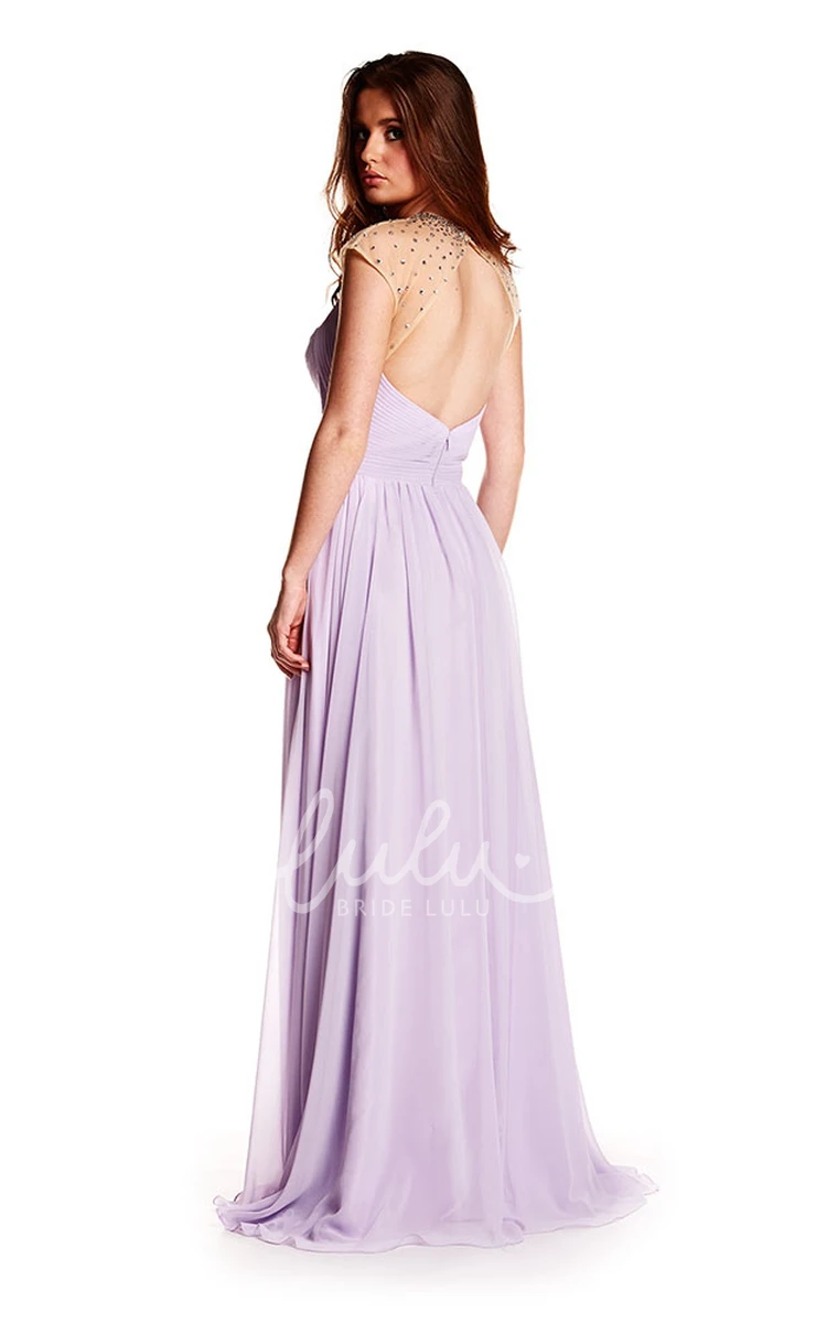 Beaded Sleeveless Chiffon High Neck Prom Dress Unique Prom Dress