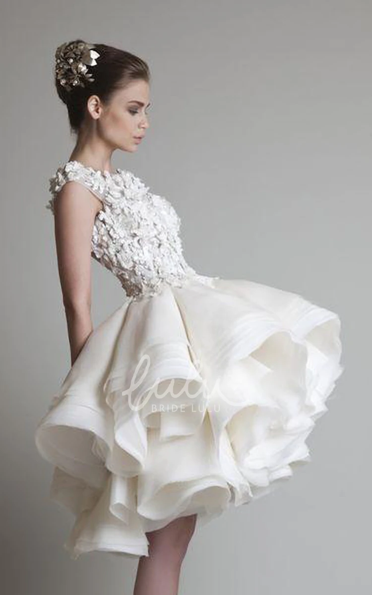 Empire Ball Gown Lace Wedding Dress with Ruffles and Appliques