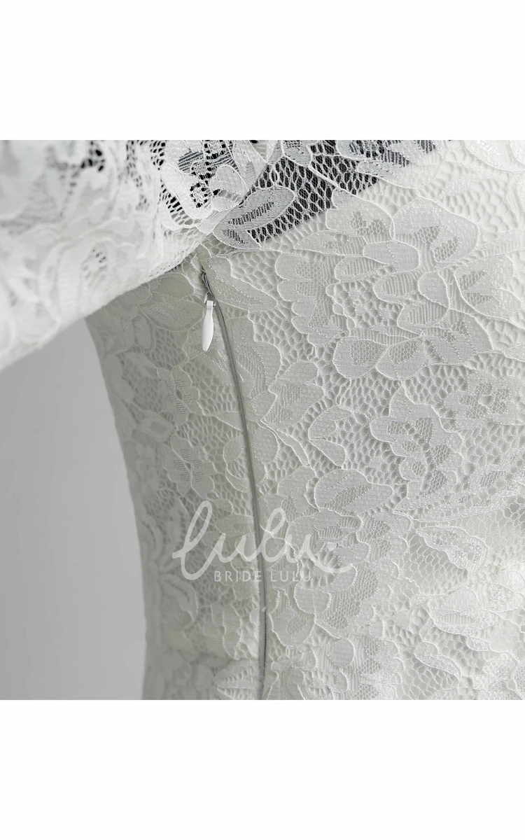 Lace A-line Wedding Dress with V-neckline Illusion 3/4 Sleeves and Ruched Details