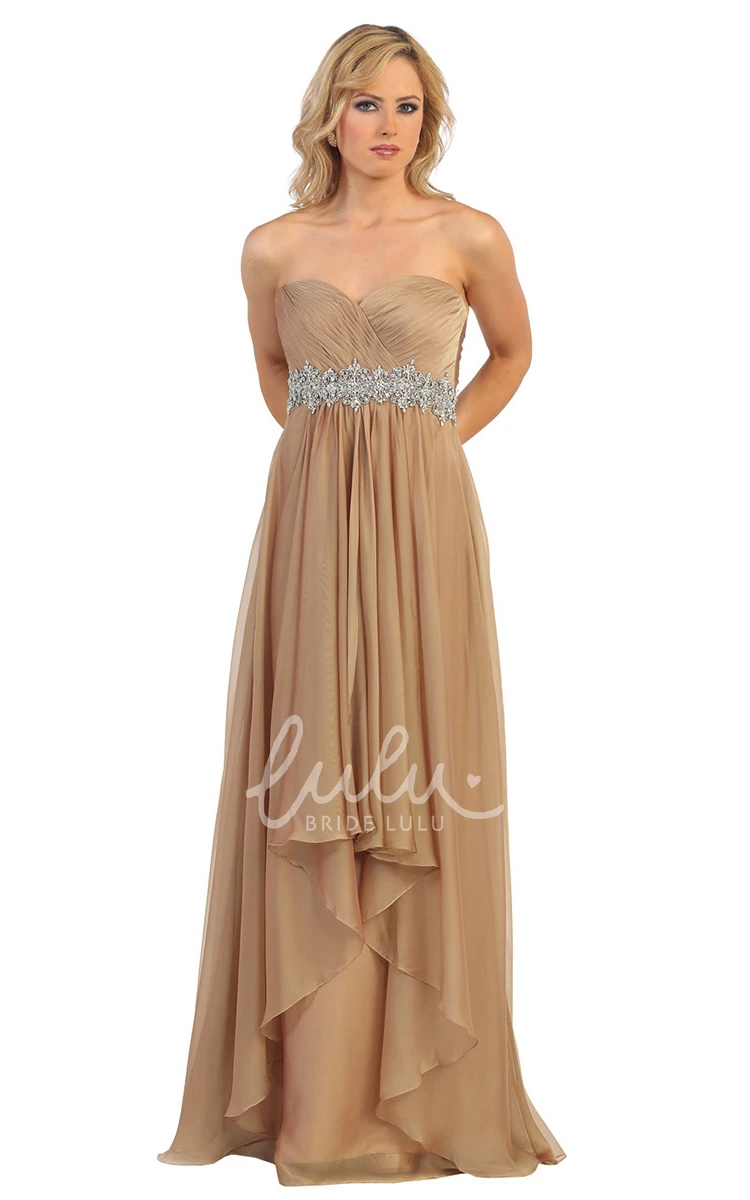 Chiffon Sweetheart A-Line Formal Dress with Criss Cross and Waist Jewelry