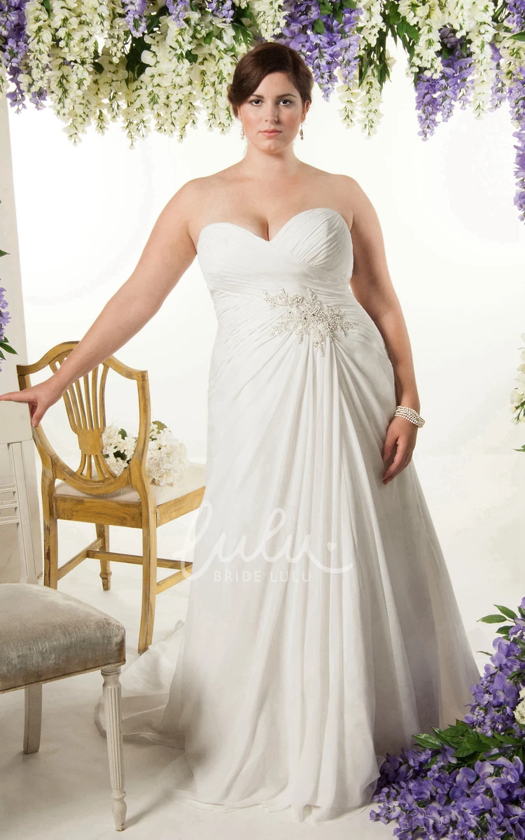 Criss-Cross Chiffon Bridesmaid Dress with Sweetheart Neckline and Brush Train