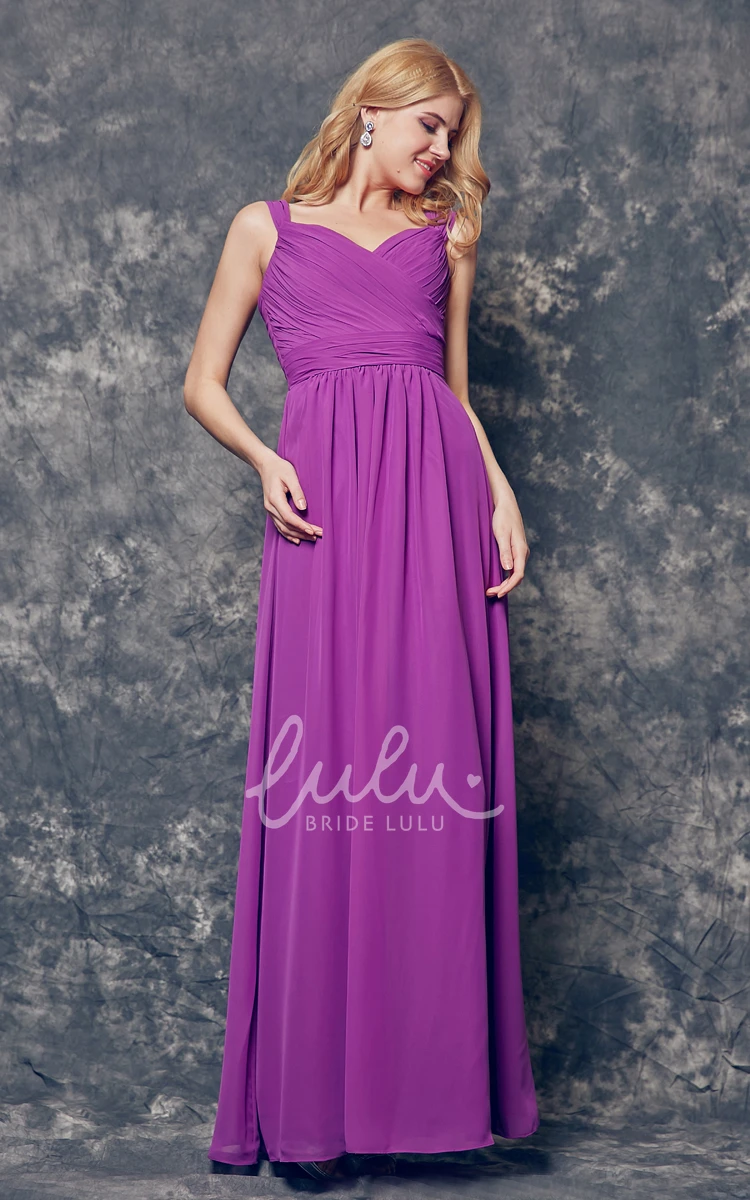 Ruched A-line Chiffon Bridesmaid Dress with Spaghetti Straps Flowy & Classy