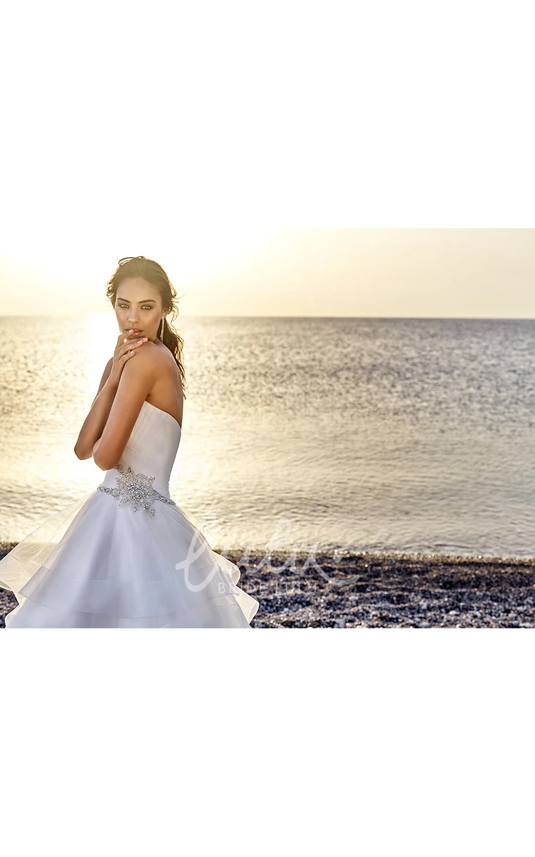 Tulle Sweetheart Wedding Dress with Criss Cross and Tiers Ball Gown Style