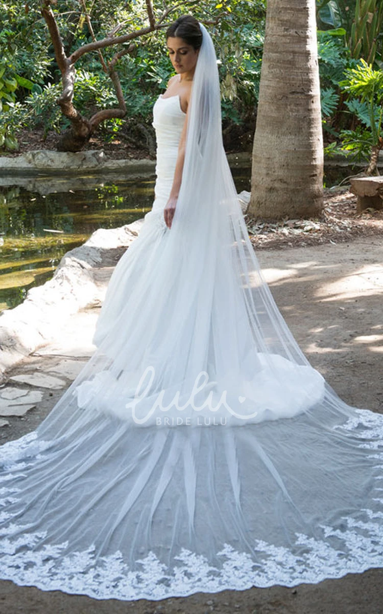Lace Edge Long Tail Wedding Veil Elegant Bridal Accessory