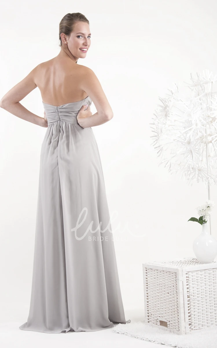 Beaded Sweetheart Chiffon Bridesmaid Dress Floor-Length Sheath