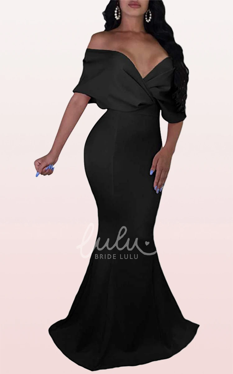 Satin V-Neck Mermaid Evening Dress with Criss Cross Elegant & Modern