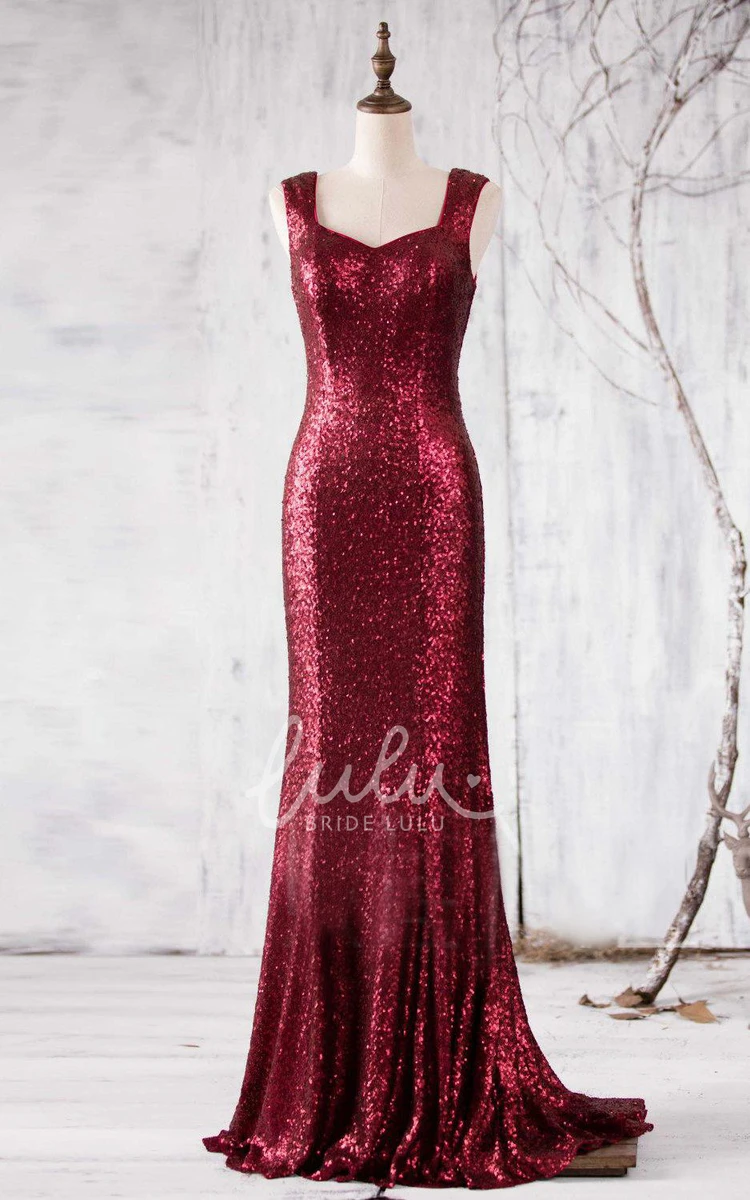 Wine Sequin Bridesmaid Dress for Women 2024