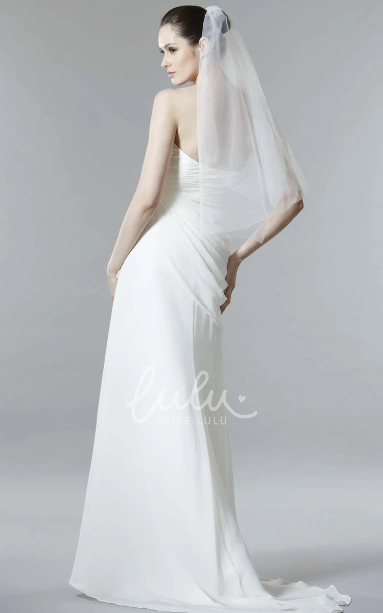 Sheath Chiffon Wedding Dress Sweetheart Criss-Cross Sleeveless