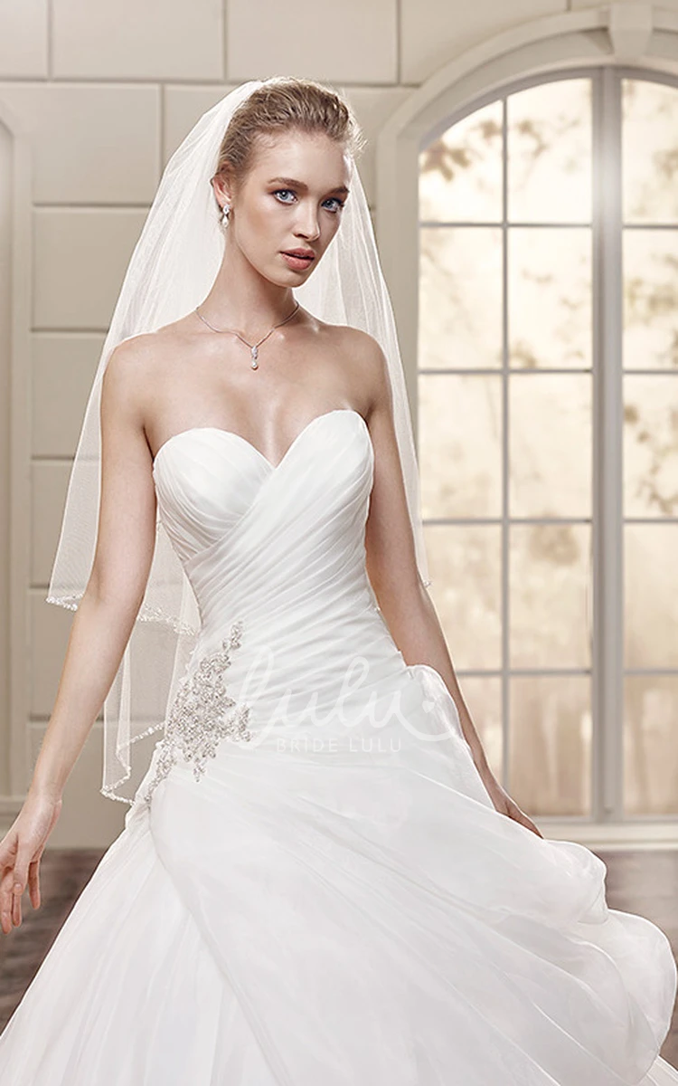 Ball Gown Organza Wedding Dress with Sweetheart Neckline Criss Cross Bodice and Ruffles